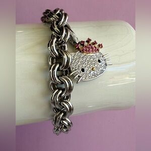Kimora Lee Simmons Hello Kitty Silver Bracelet Diamond and Pink Sapphire Charm